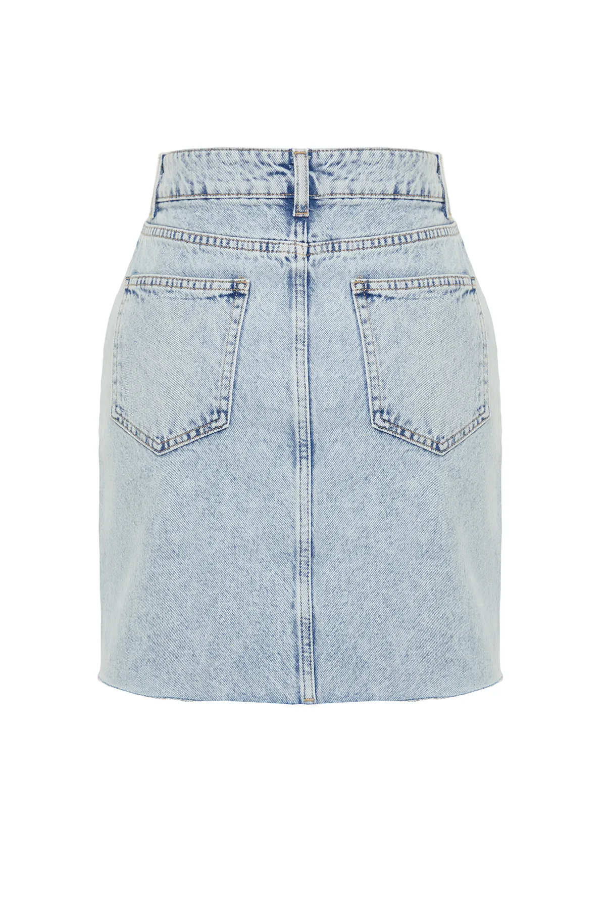 Trendyol Collection  Hellblauer Mini-Jeansrock mit hoher Taille TWOSS24ET00074