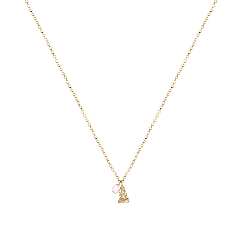 Elli PREMIUM Elli PREMIUM Collier Buddha Rosenquarz Edelstein 925 Sterling Silber collier