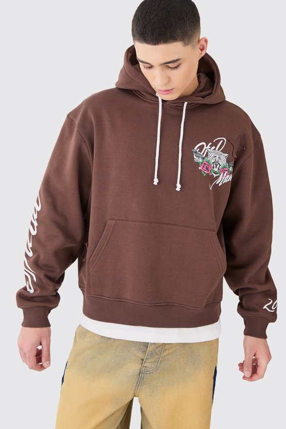 Kastiger Oversize Hoodie mit Tiger-Print