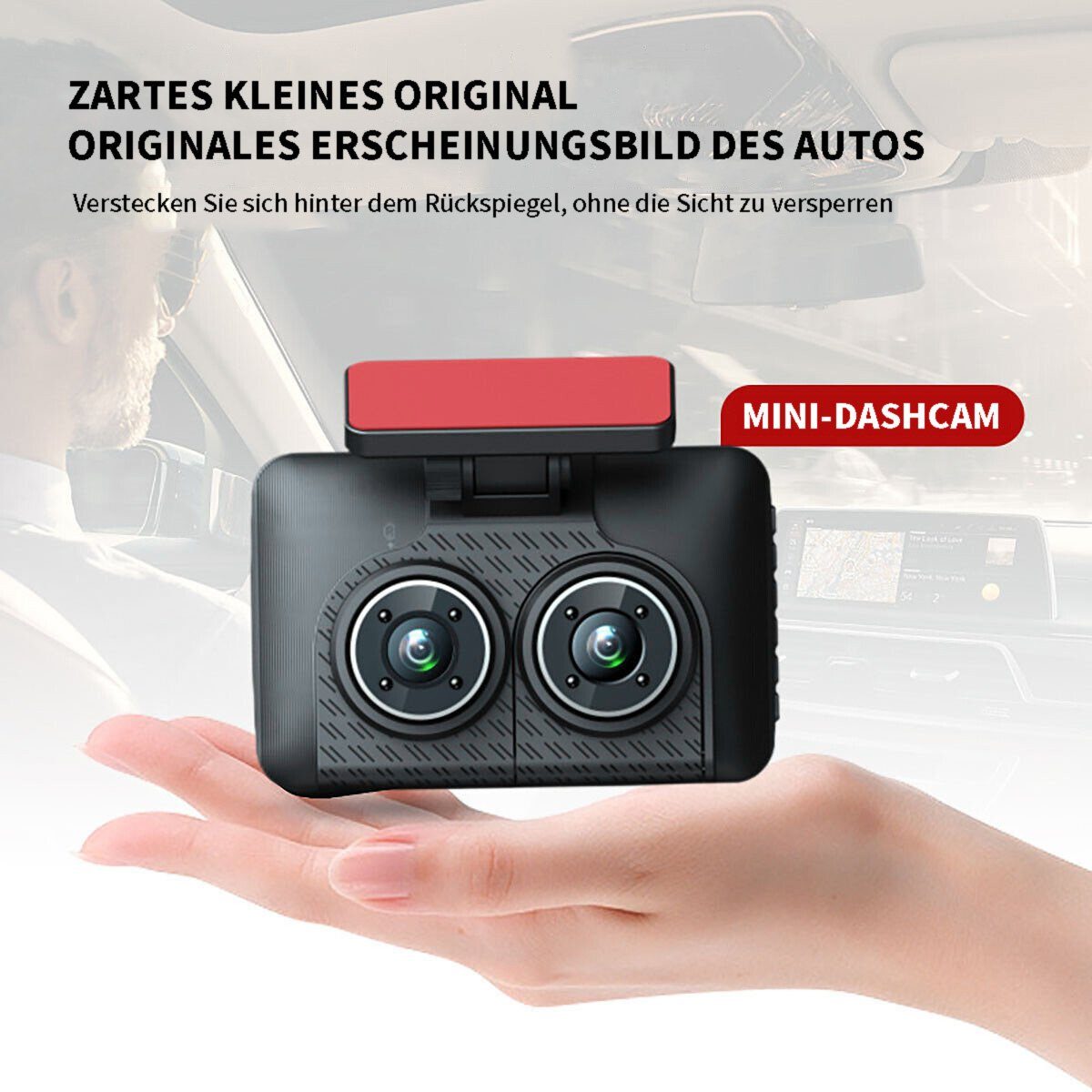 yozhiqu 4-Zoll-Fahrrekorder HD 1080P mit drei Objektiven Dashcam (Nachtsicht bei schlechten Lichtverhältnissen mit Rückfahrbild)