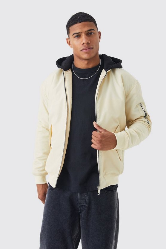 Ma1 Bomberjacke mit Jersey-Kapuze