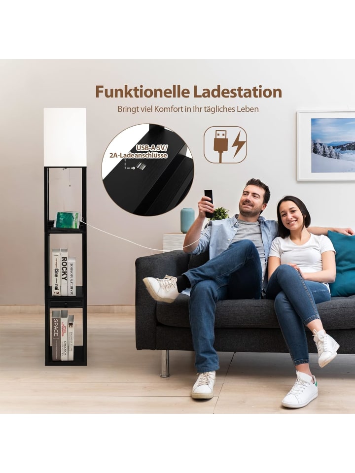 COSTWAY Stehleuchte Regal in Schwarz günstig kaufen 160 cm