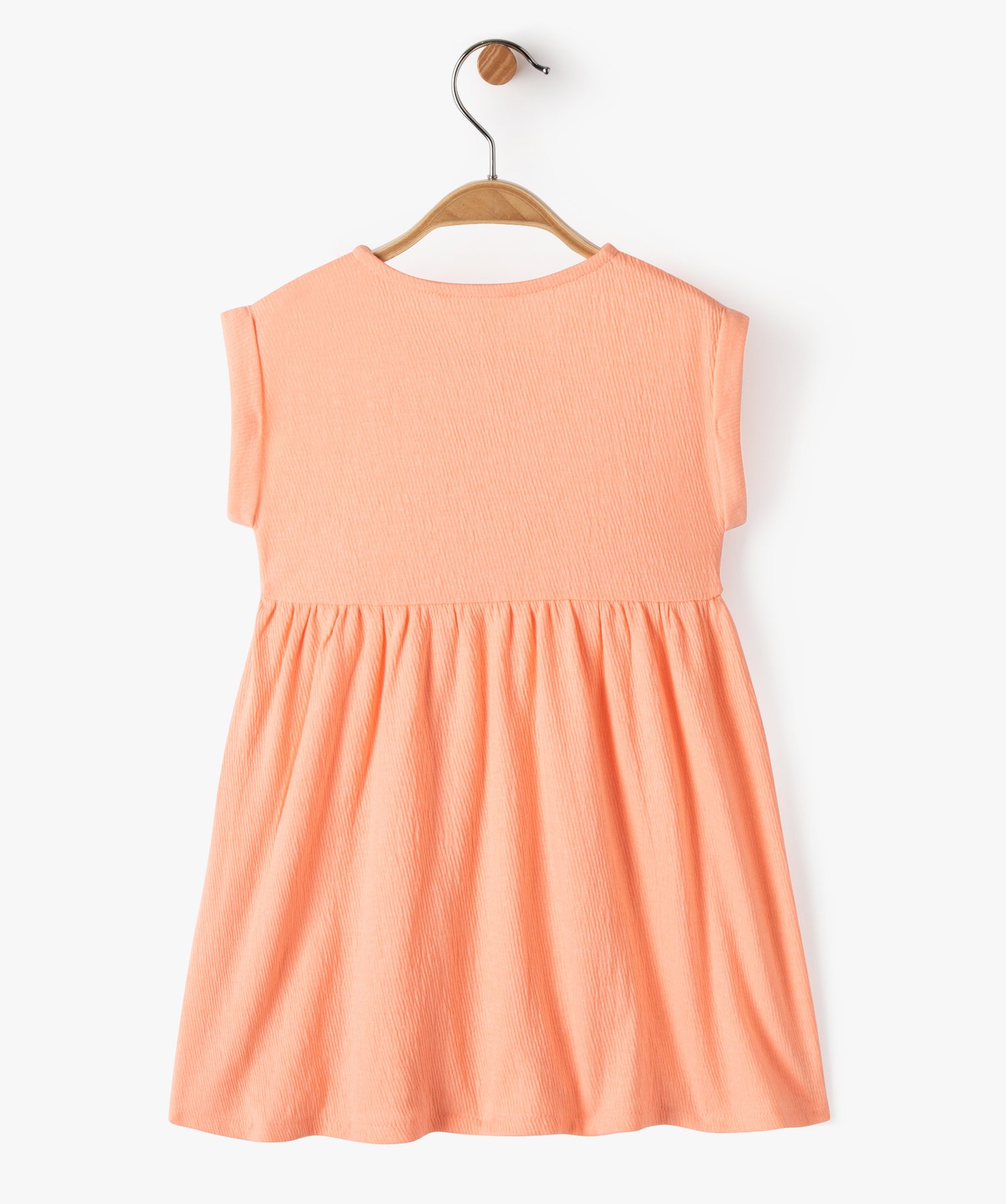 Robe bébé fille avec haut boutonné et jupe large orange clair | GEMO