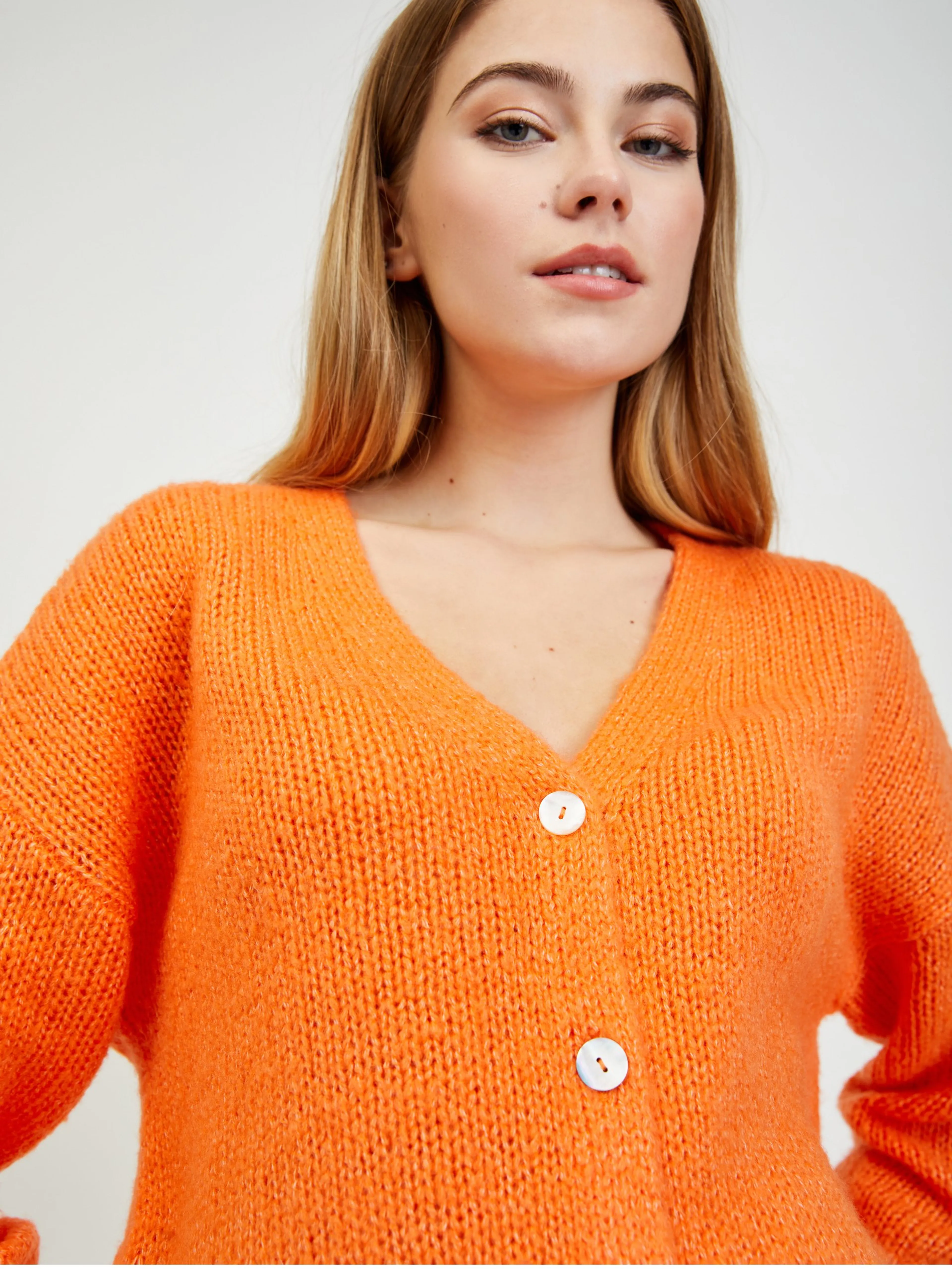 Orangefarbene Damen-Strickjacke ORSAY
