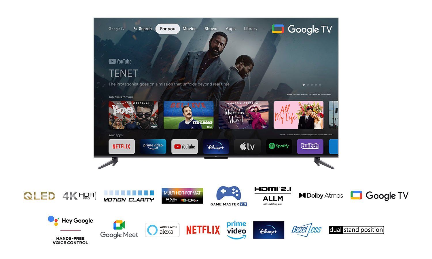 TCL 65C643X1 OLED-Fernseher (165 cm/65 Zoll, 4K Ultra HD, Google TV, Smart-TV)