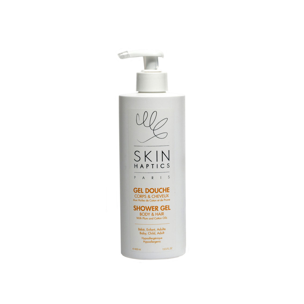 skinhaptics Gel Douche Corps et Cheveux, aux huilesde coton et de prune Gel douche