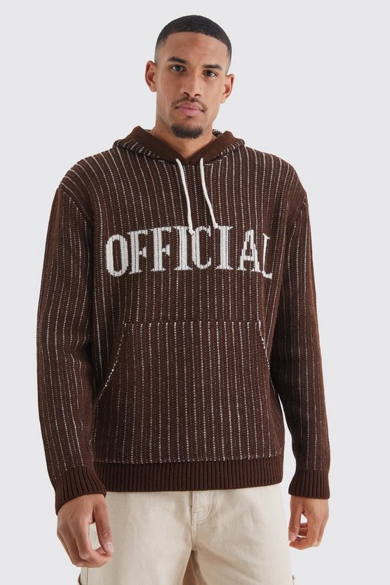 Tall gerippter Oversize Strick-Hoodie