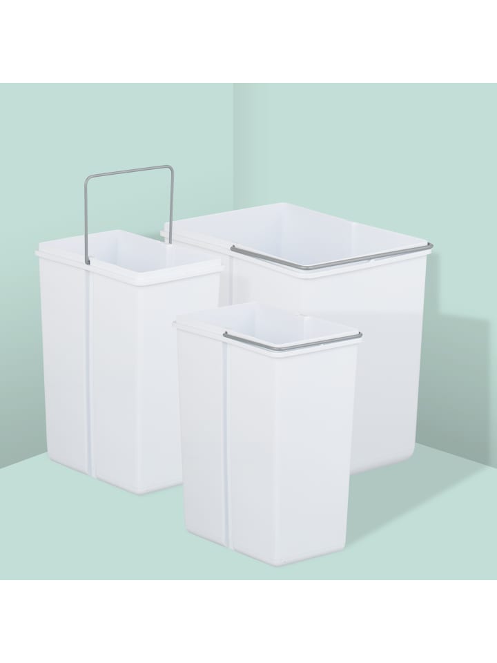 relaxdays Einbaumülleimer in Weiß - 1x 15 l   2x 8 l günstig kaufen onesize
