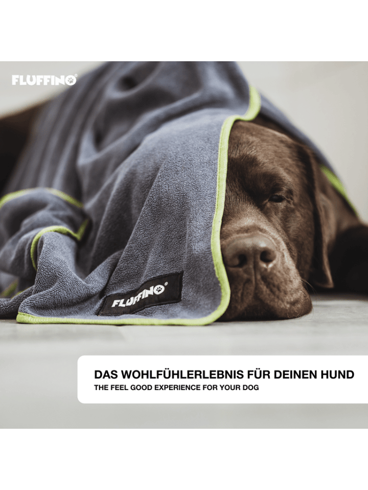 FLUFFINO Hundehandtuch Mikrofaser – 2er-Pack - 120 x 70 cm - Grau & Grün günstig kaufen onesize