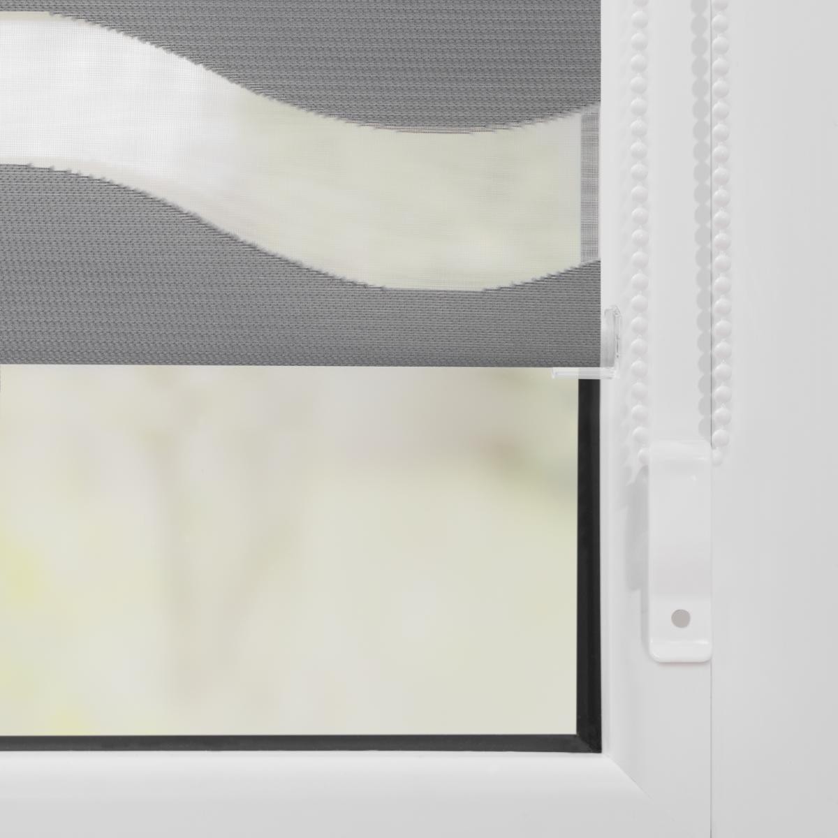 Lichtblick Duo Rollo Welle Klemmfix, ohne Bohren, Grau, 60 cm x 150 cm (B x L)