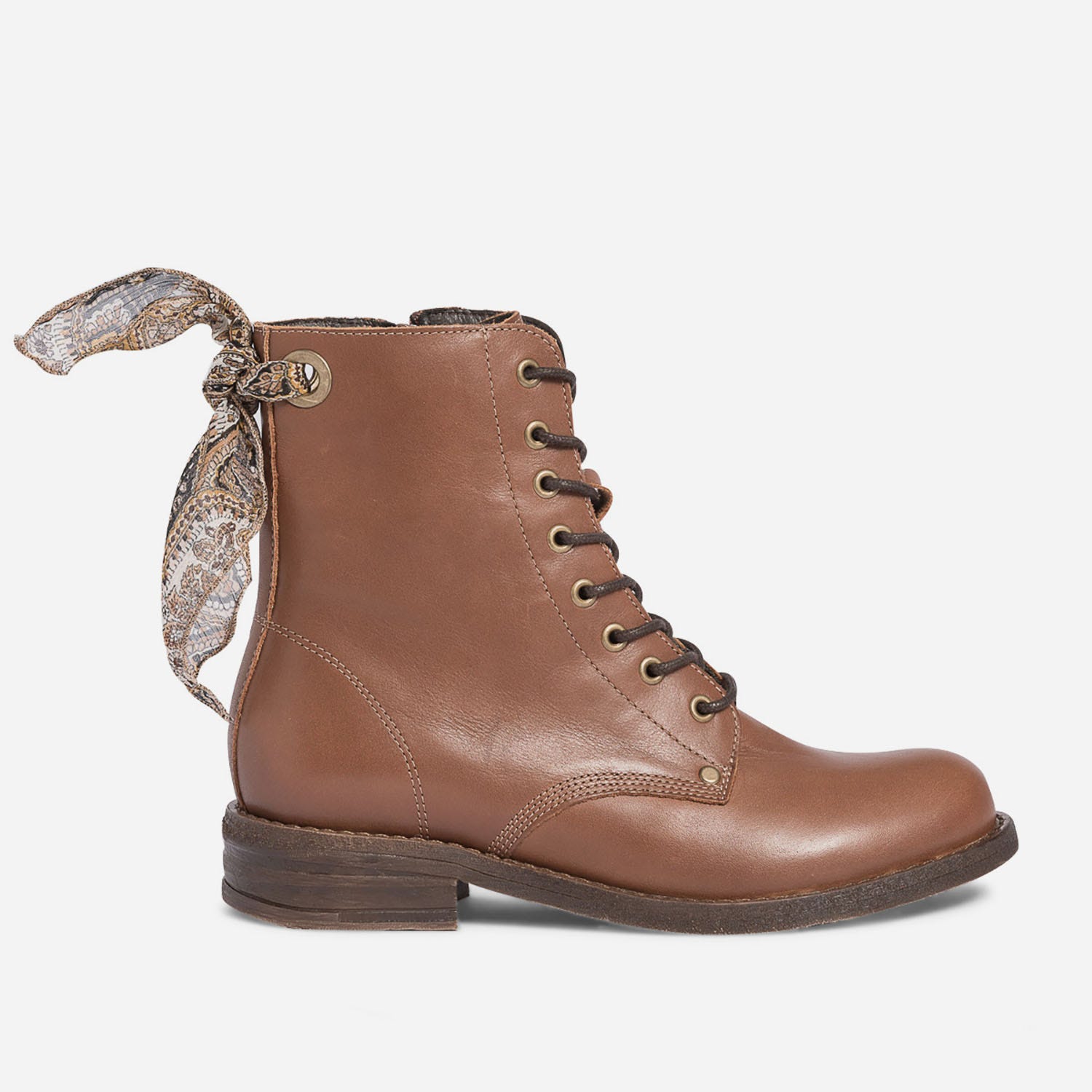 Bottine TEXTO camel en cuir à nœud imprimé
