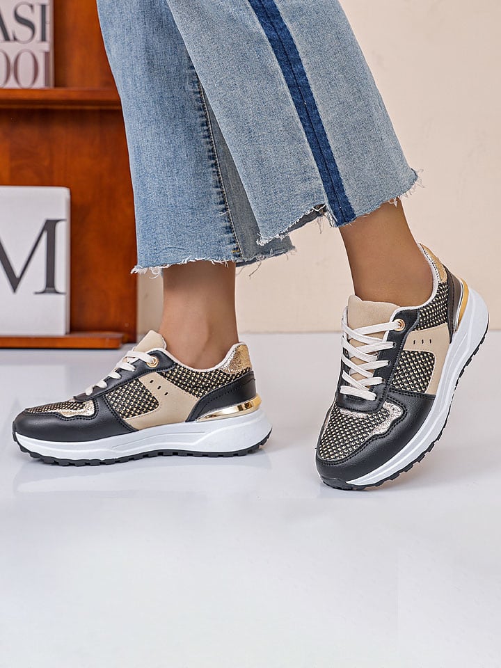 Sixth Sens Sneakers in Schwarz/ Beige/ Gold günstig kaufen
