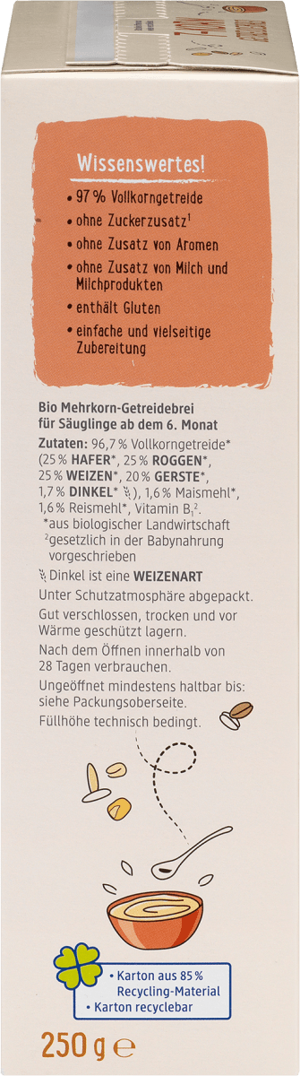 Getreidebrei Bio 7-Korn ab dem 6. Monat, 250 g