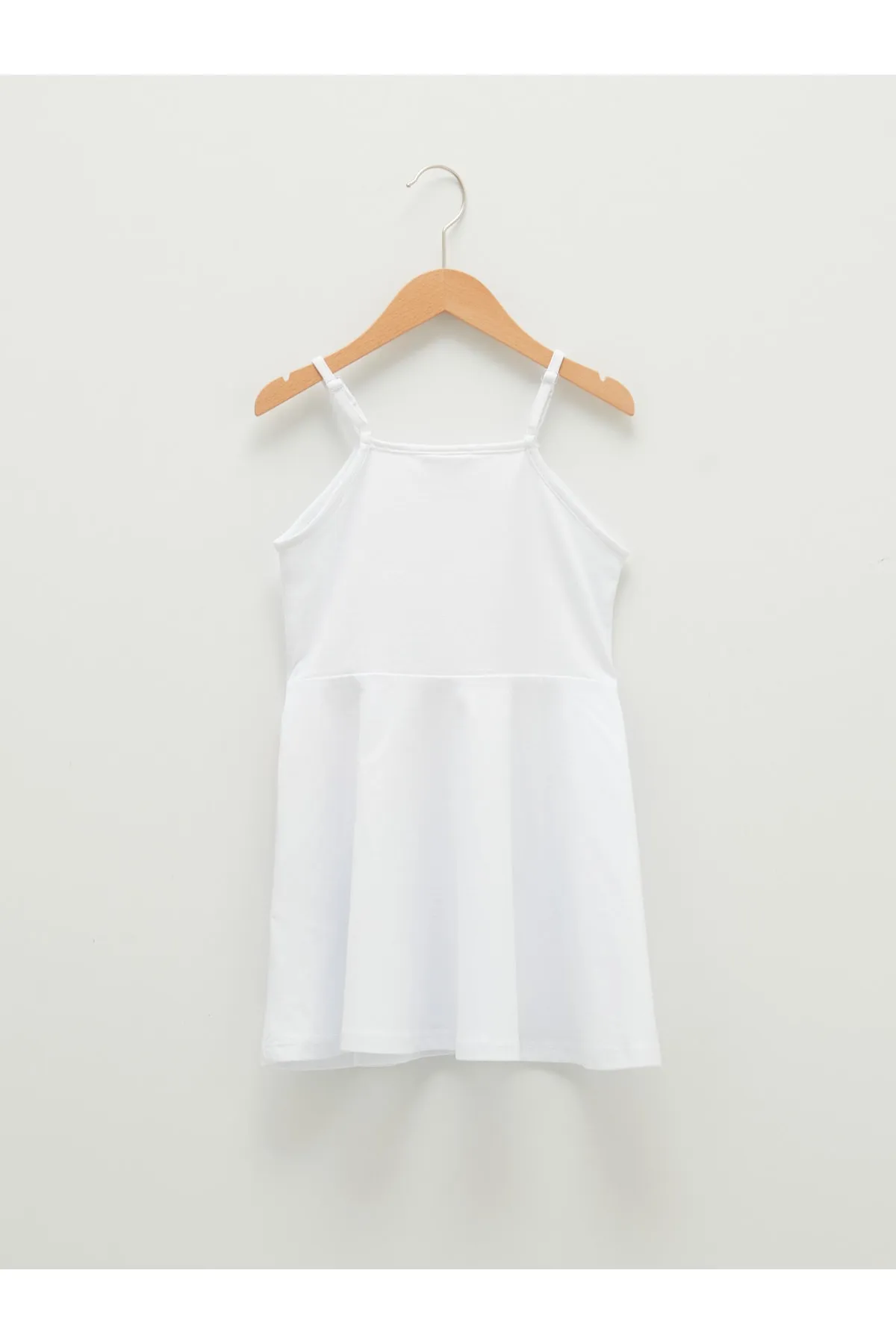 LC Waikiki  Gemustertes, ausgestelltes Mädchenkleid mit quadratischem Ausschnitt und Riemen