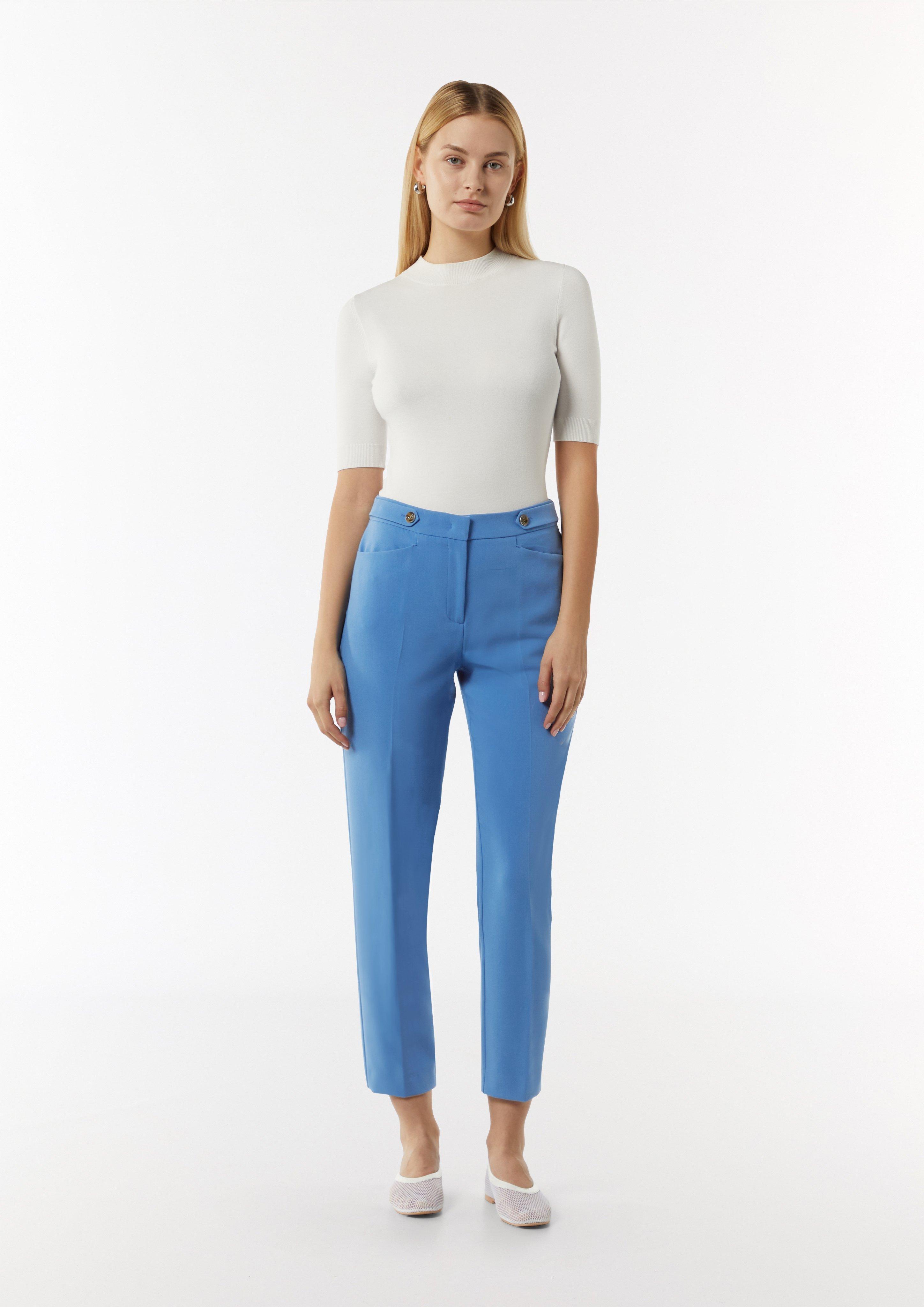Elegante Hose mit Riegel und Knopf - blau