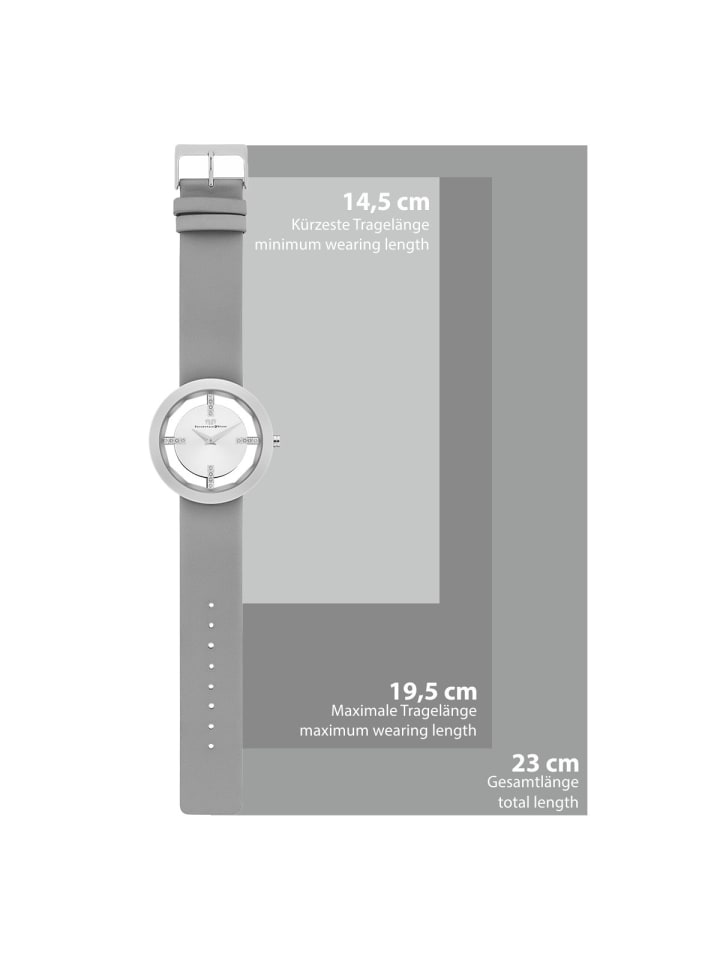 Rhodenwald & Söhne Damen Quarzuhr silber Echtleder grau in grau günstig kaufen 18 cm