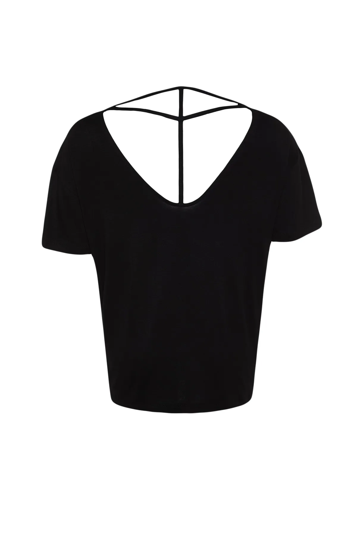 Trendyol Curve  Gestricktes T-Shirt mit schwarzem Kragen und detailliertem Kragen TBSSS22TS0877