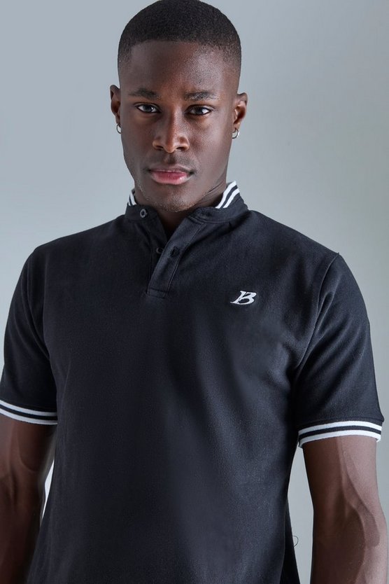 Slim-Fit Pique Poloshirt mit Grandad-Kragen