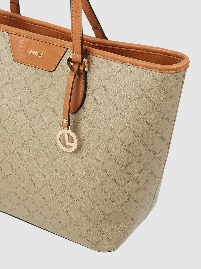 Shopper mit Logo-Muster in taupe