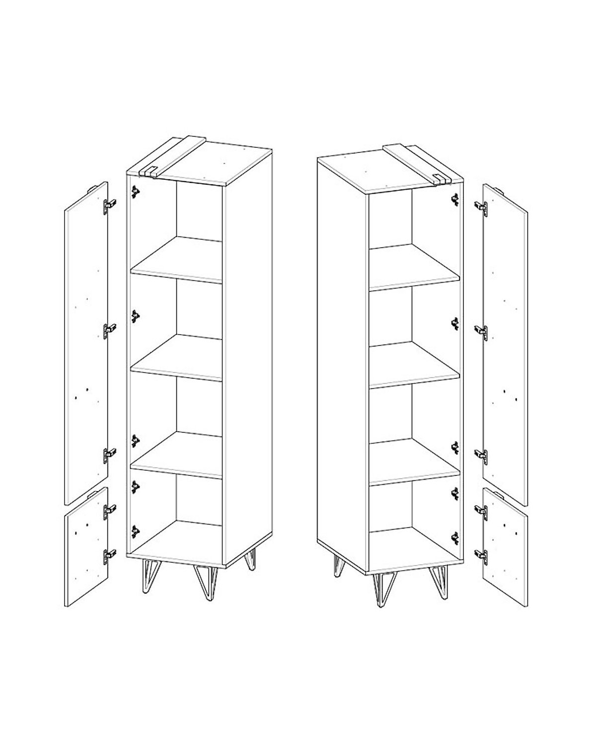 Kleiderschrank Stauraumschrank Milenium 45cm 2-türig
