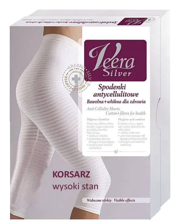 Veera Sølv Anti-Cellulite Shorts, Corsair High Cut, Størrelse XL