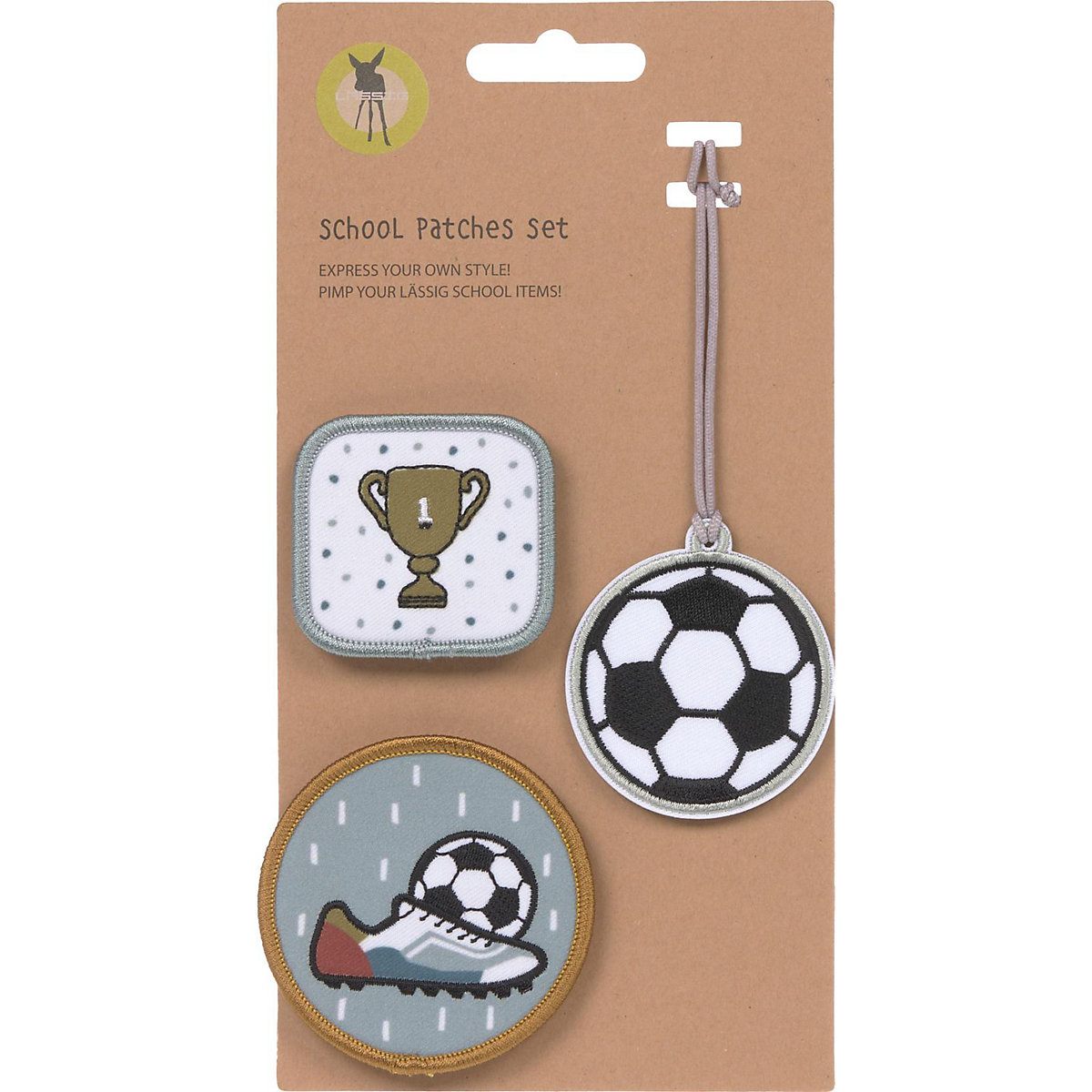 Patches-/Anhängerset für Schulranzen & Taschen Football, 3-tlg.