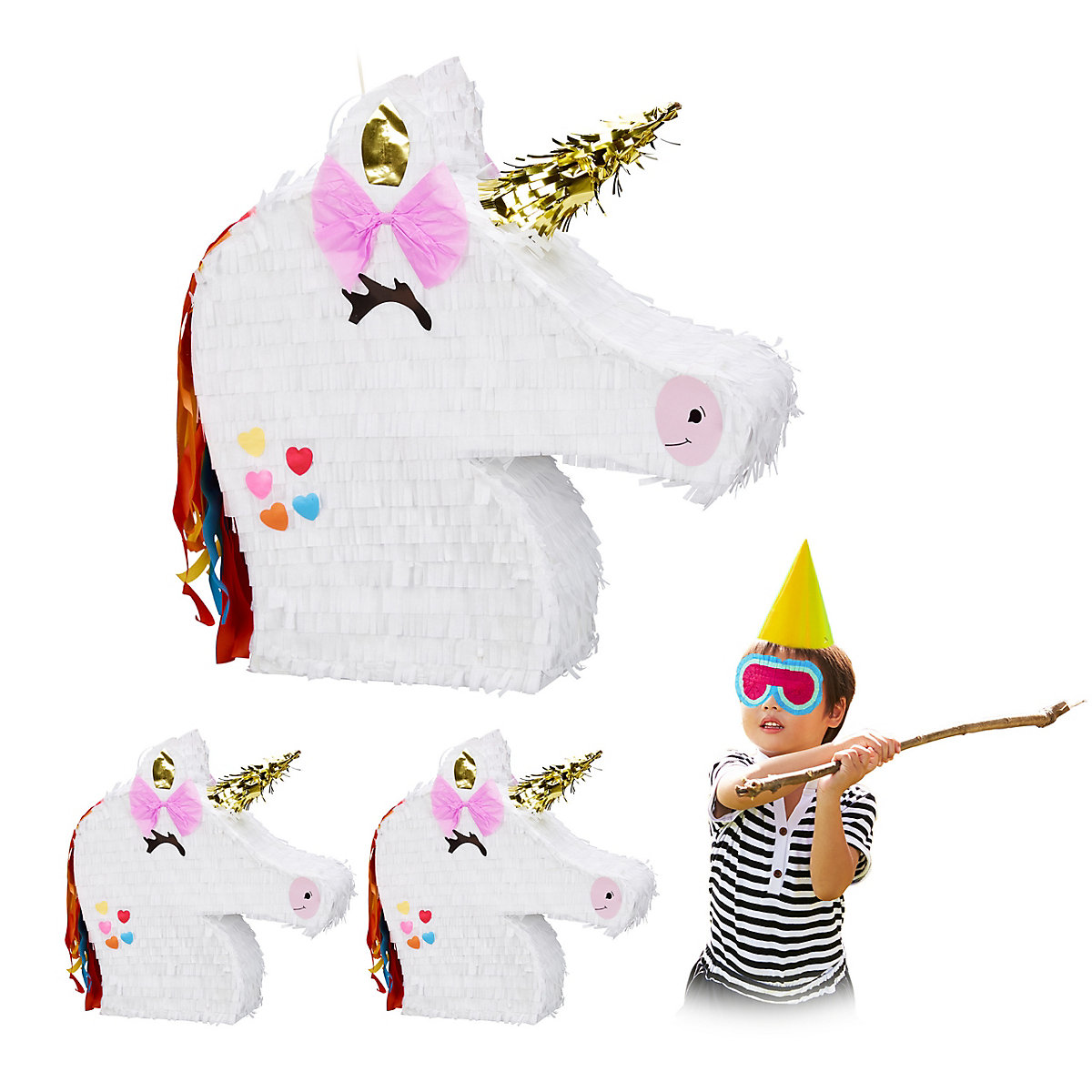 3 x Pinata Einhorn