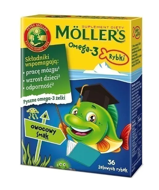 Møllers Omega-3 Fiskegelebolsjer med Omega-3-syrer og D3-vitamin til børn, frugtsmag