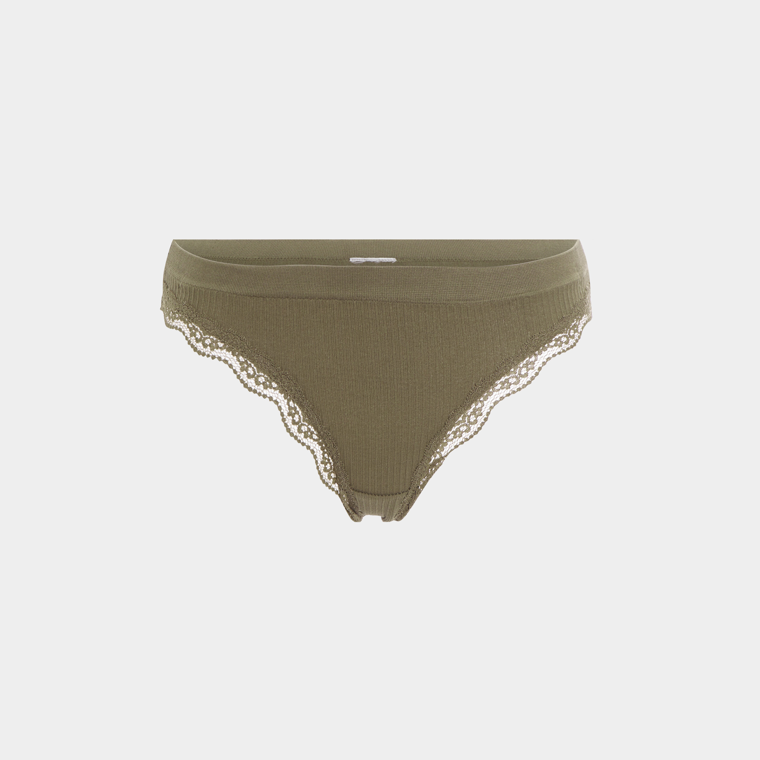 String côtelé avec dentelle vert kaki femme | La Halle