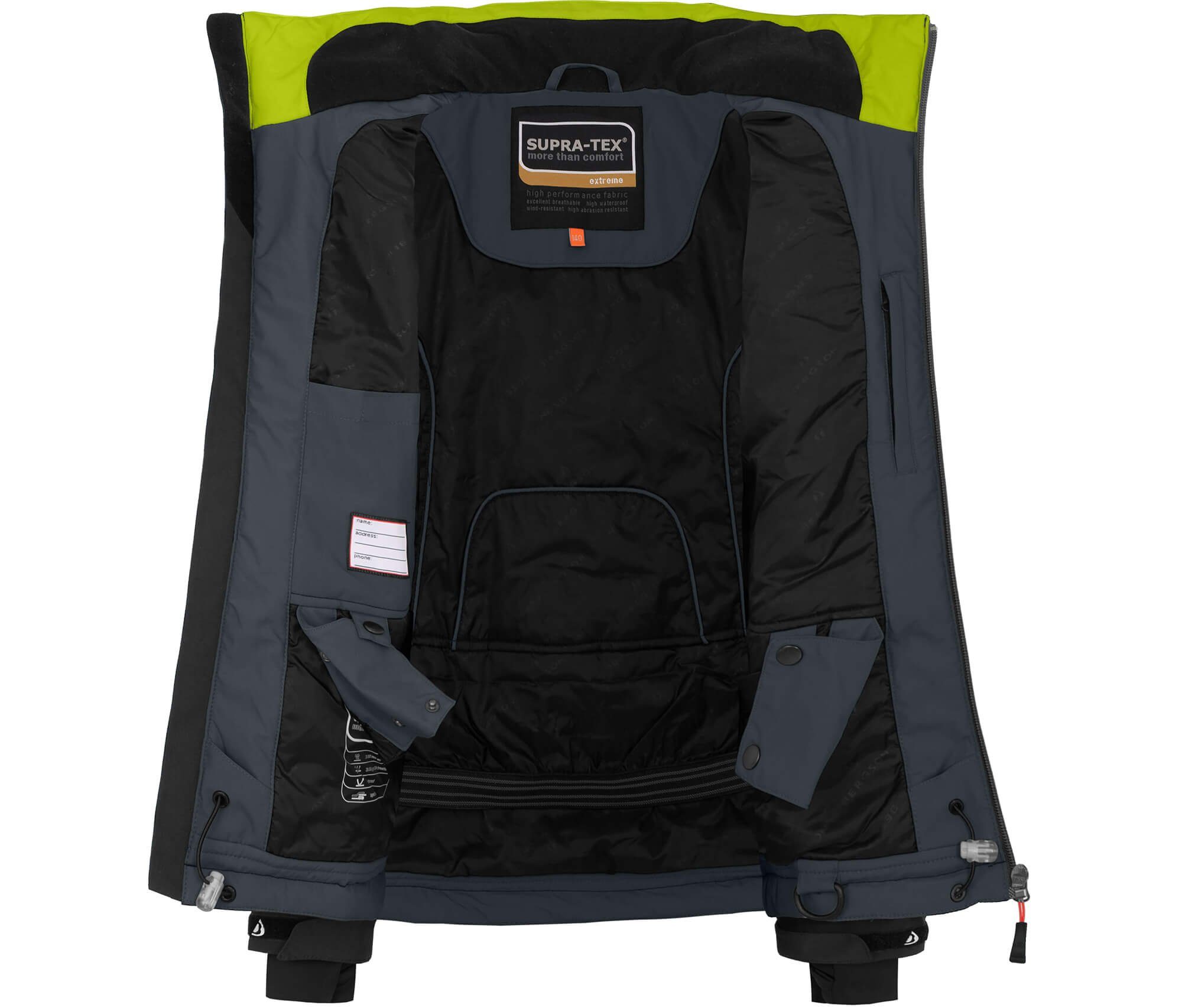 Bergson Winterjacke VEIKO Kinder Skijacke, wattiert, 20000 mm Wassersäule, Normalgrößen, dunkel grau