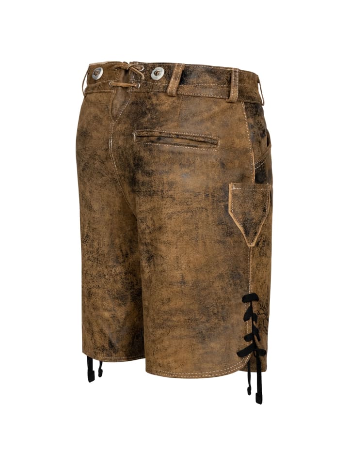 PAULGOS Lederhose Kurz Echtleder HK6 ANTIK in Whiskybraun günstig kaufen