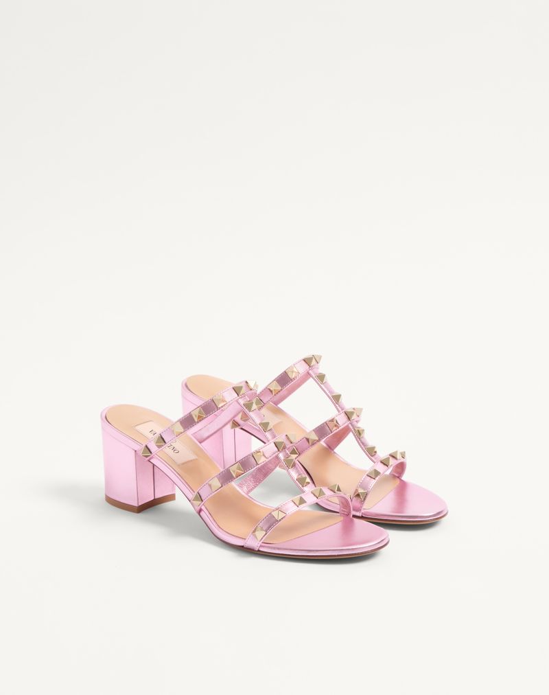 Slide Rockstud Sandal i lamineret nappa 60mm