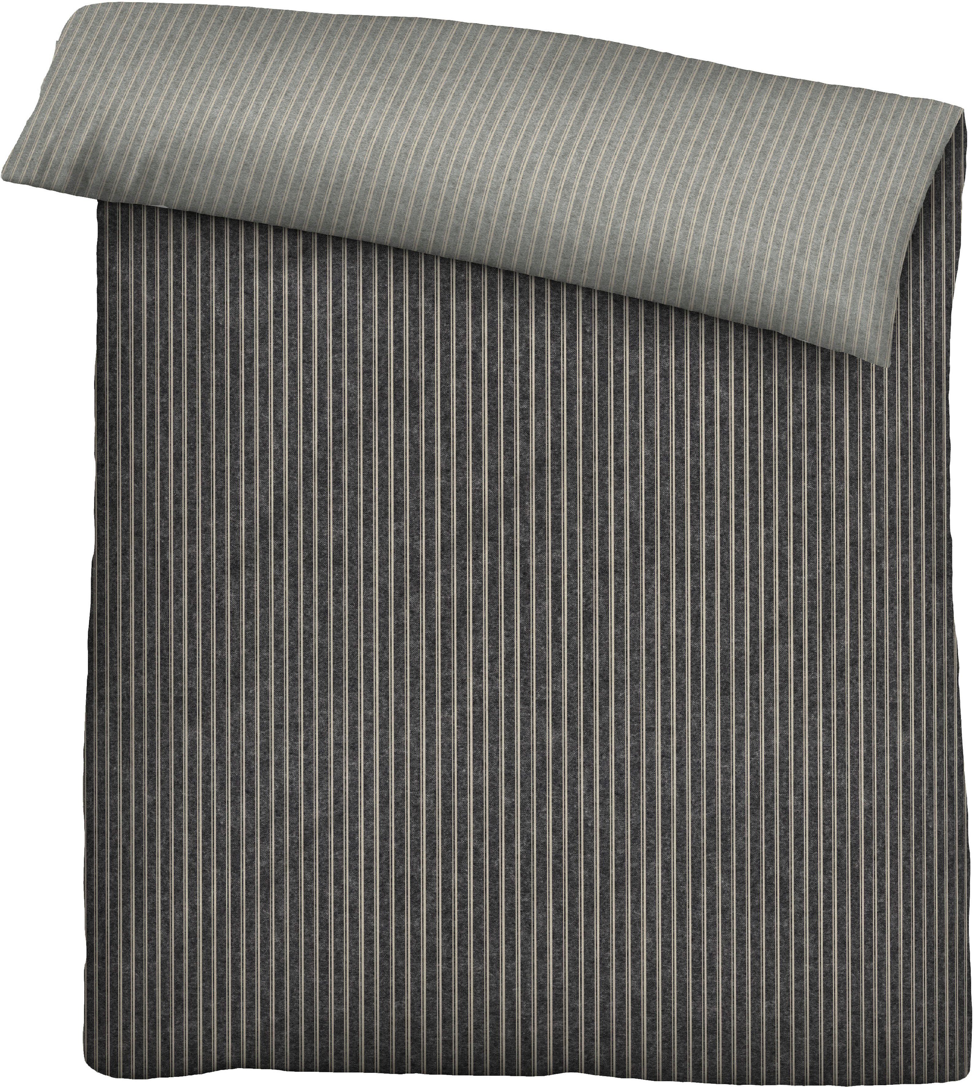 Wendebettwäsche Tillmann in Gr. 135x200 oder 155x220 cm, Biberna, Flanell, 2 teilig, Flanell kuschelig warm im Winter, gestreifte Bettwäsche mit Wendeoptik