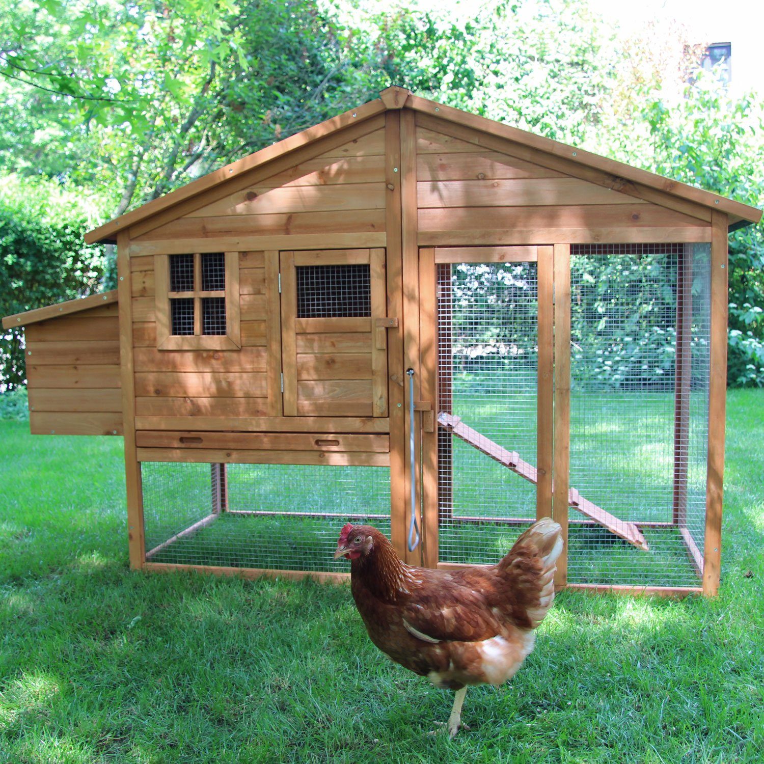 NYVI Hühnerstall Hühnerstall XXL 188 x 70 x 117 Hühnerhaus mit Auslauf und Nistkasten, Imprägniertes Holz, winterfest, mit Auslauf, mit Dachpappe