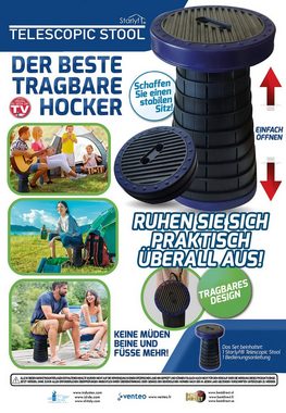 Starlyf Campinghocker Telescopic Stool (1 St., Spar-Set 1er oder 2er Pack), Tragbarer- ausziehbarer Klappstuhl, kompakt und leicht, bis 100 kg