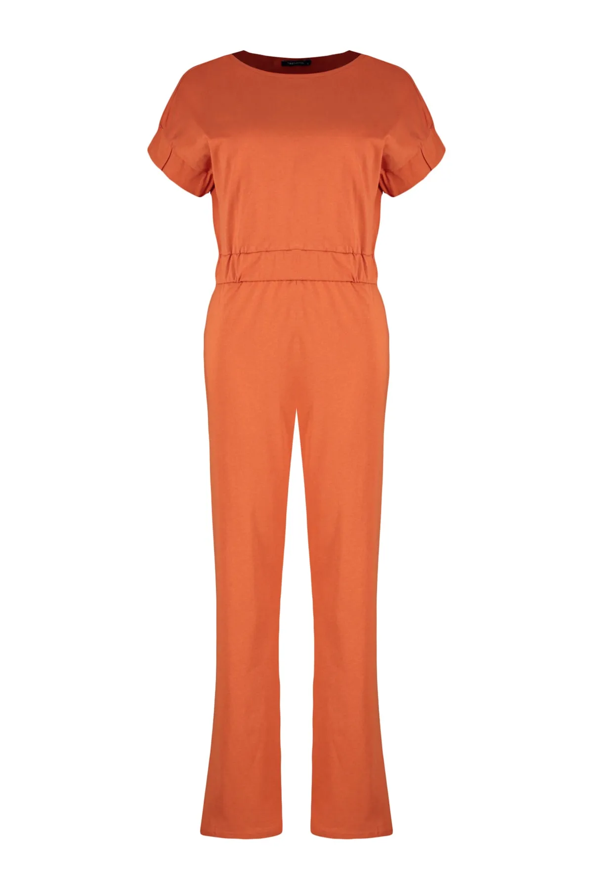 Trendyol Collection  Set aus gefliestem Baumwollbund, elastischem, detailliertem T-Shirt, gestrickter Hose und Oberteil THMSS23AU00022