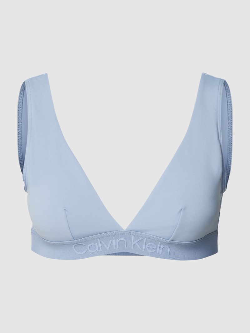 Bikini-Oberteil mit Label-Detail in hellblau