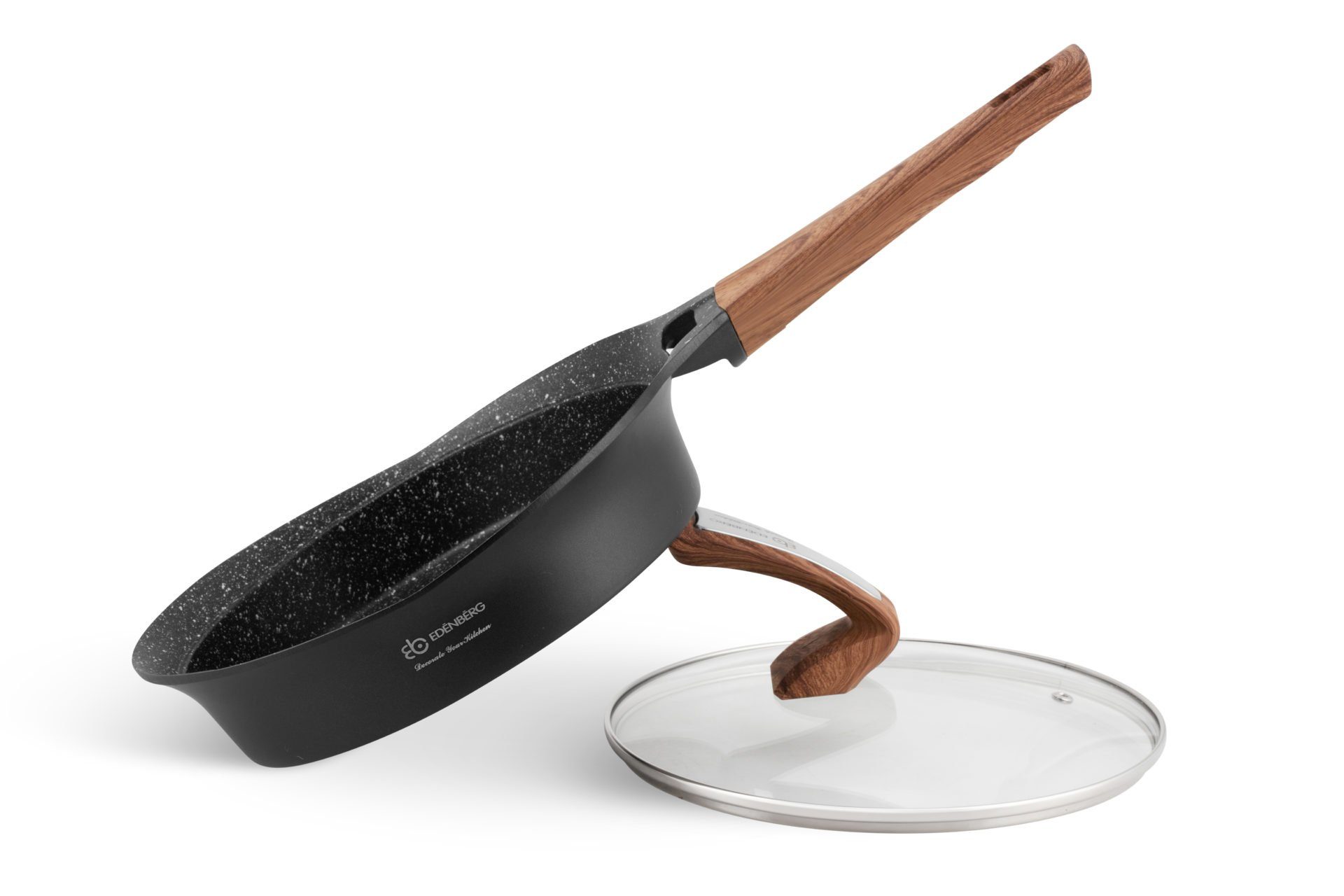 Edenberg Topf-Set Modernes Topfset, schwarze Töpfe, braune Griffe, Pfanne, Kasserolle, Aluminium, Keramik (15-tlg., Zeitloses Design des Topfsets. Eine ideale Geschenkidee)