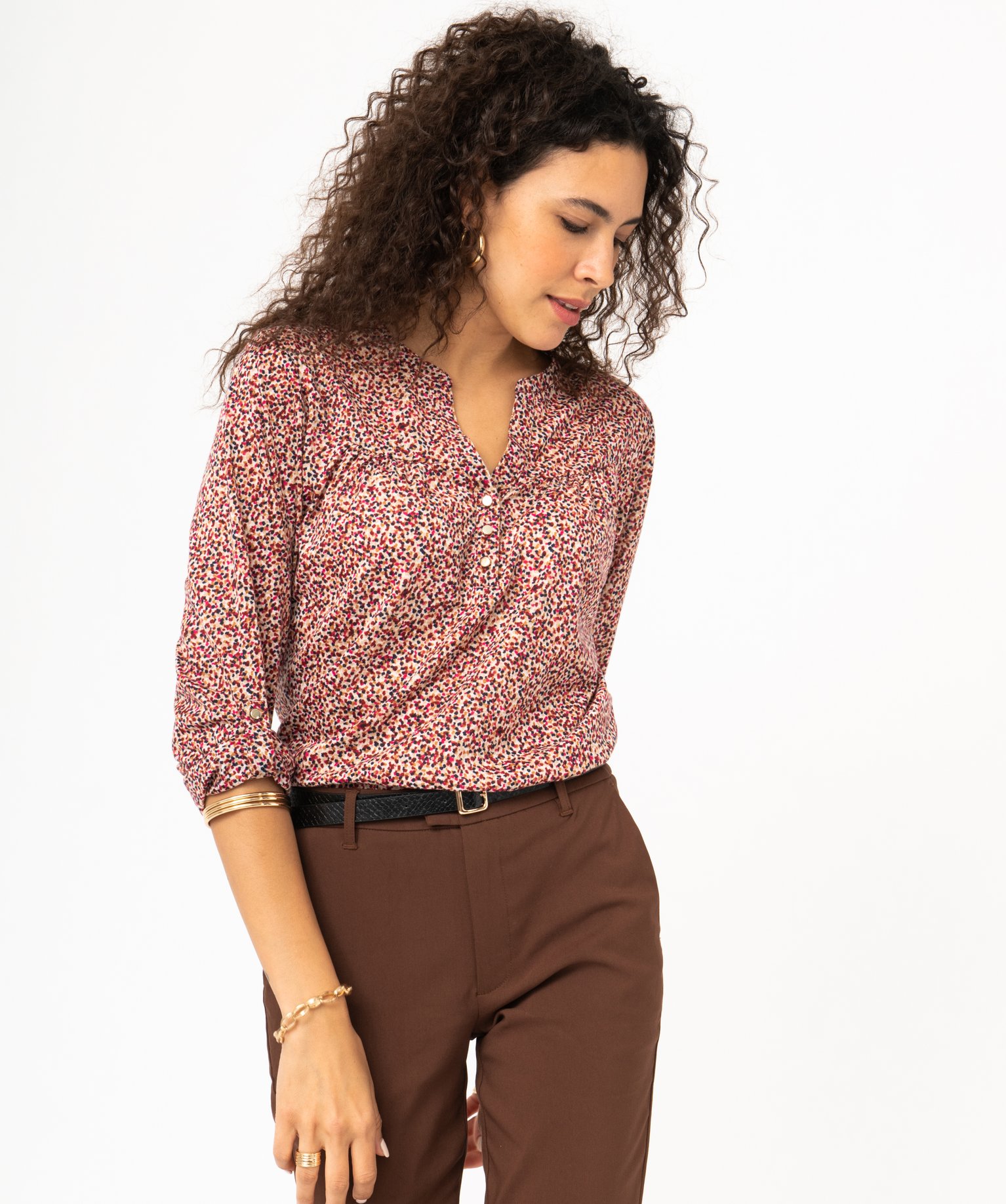 Tee-shirt à manches longues imprimé en polyester recyclé ... imprime | GEMO