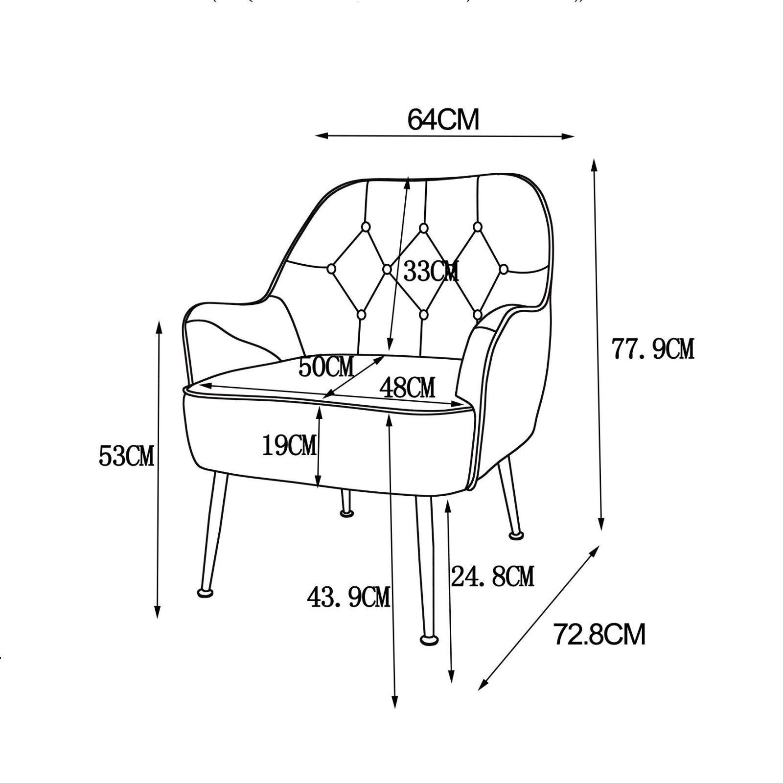 SEEZSSA Polsterstuhl Modern Wohnzimmer Sessel Lounge Sessel Polsterstuhl Relaxsessel, für Wohnzimmer und Schlafzimmer Sofa Stuhl mit Armlehnen Kaffeestuhl