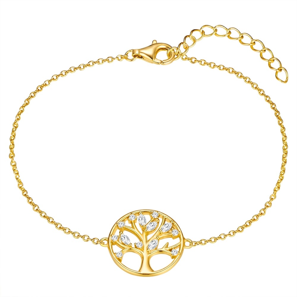 Rafaela Donata Bracelet Arbre de vie Argent sterling Oxyde de zirconium (CZ) en Or jaune Bracelet