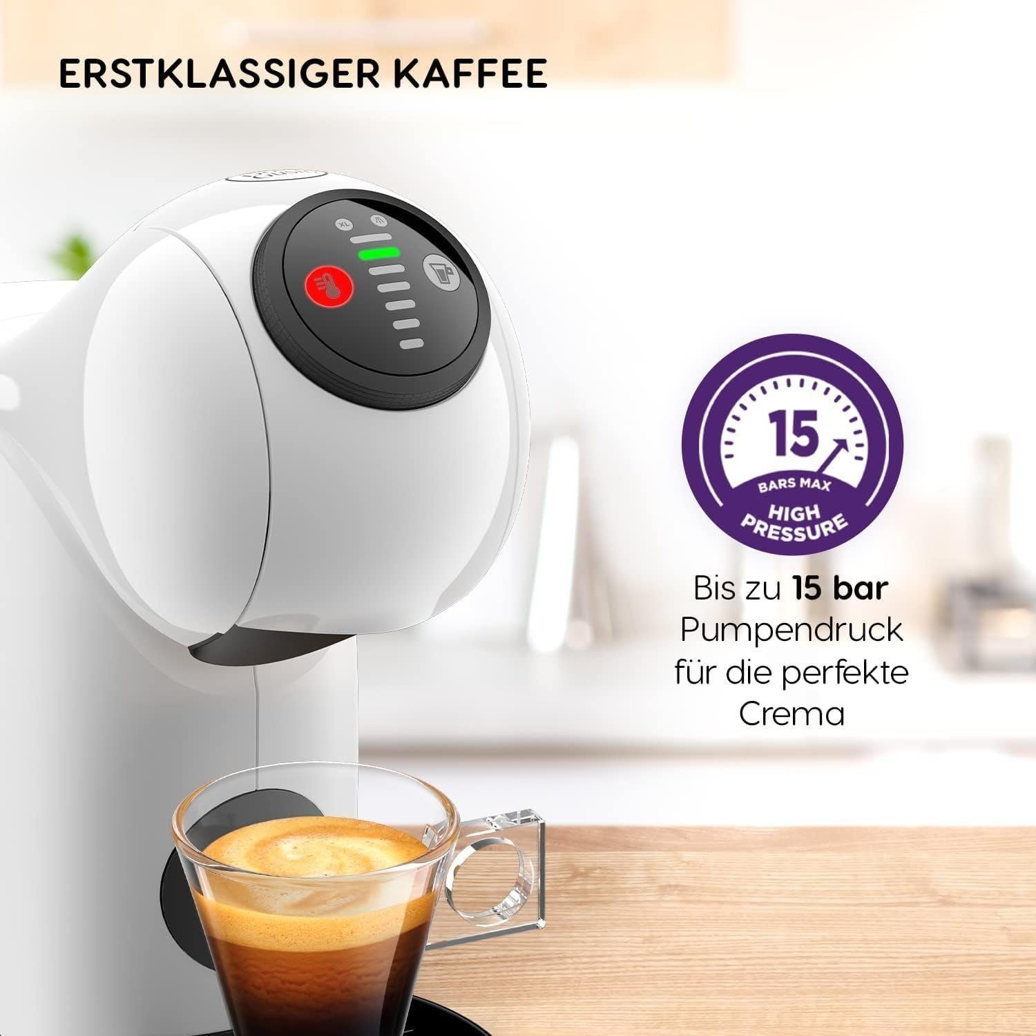 Krups Kapselmaschine Dolce Gusto Maschine Genio S KP2431 Kaffeekapselmaschine, 0,8L Wassertank, XL-Funktionalität + 2 Guzzini Espresso Tassen