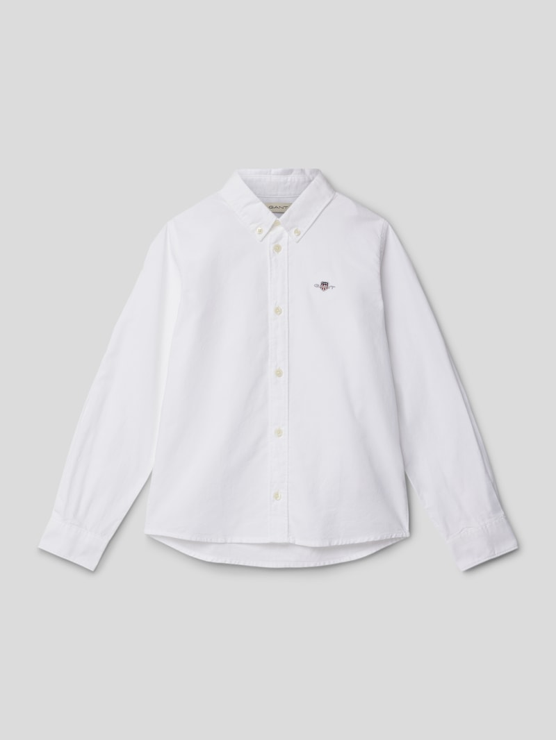 Hemd mit Label-Stitching Modell 'SHIELD' in weiß