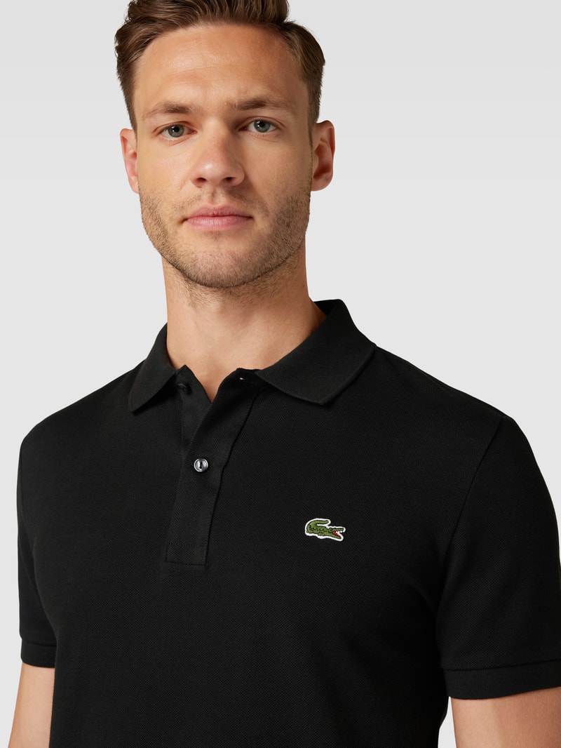 Poloshirt mit Logo-Stitching in schwarz