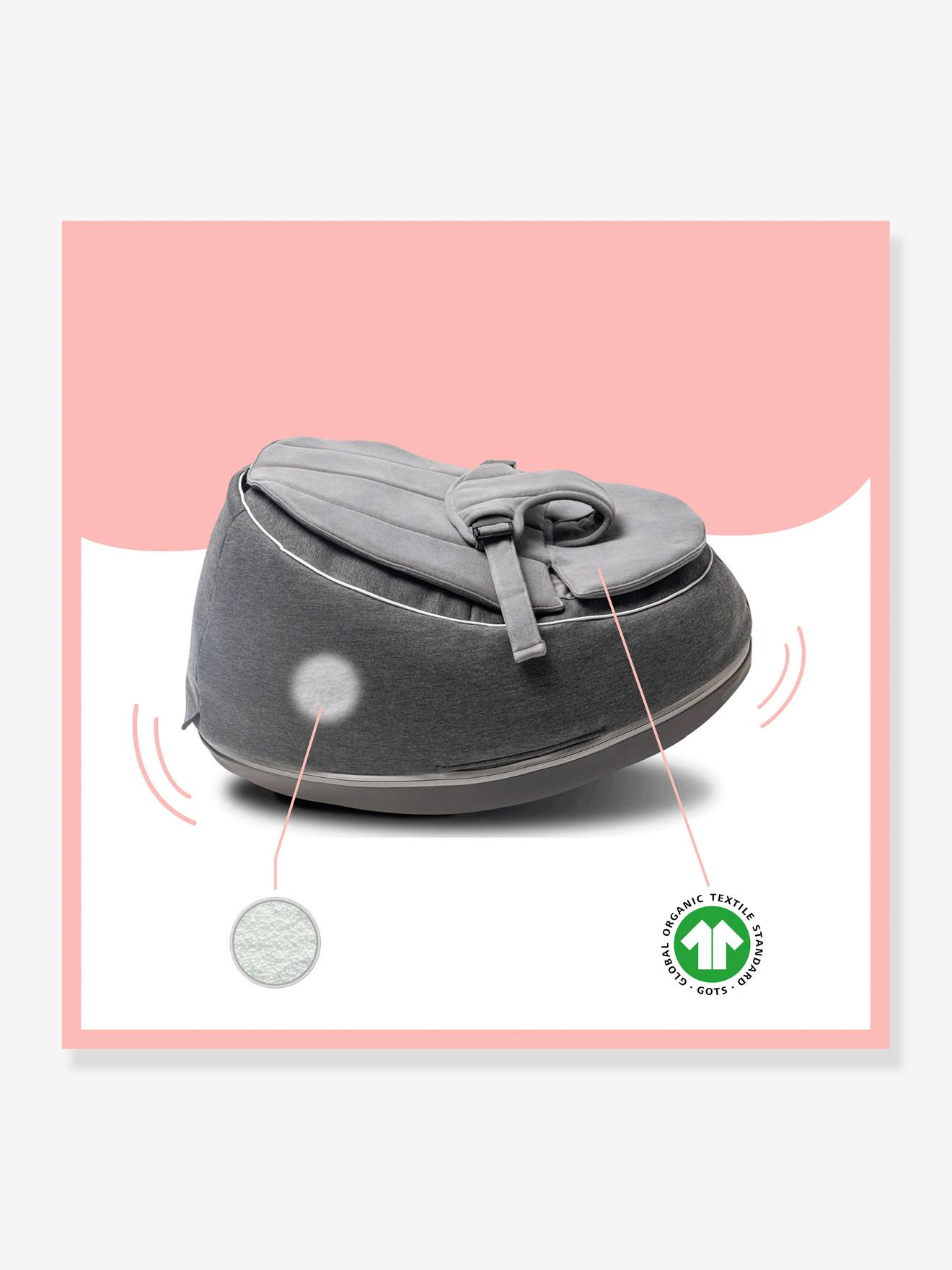 Transat et pouf Doomoo Seat’n Swing BABYMOOV avec balancelle intégrée anthracite