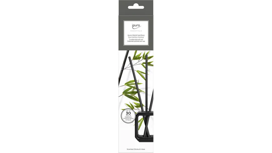 ipuro Essentials Scented Stick Set mit Vase  Black