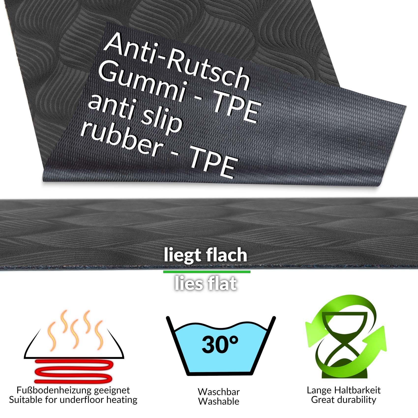 Küchenläufer Küchenläufer Teppichläufer Läufer Textil BAKER Premium Ornament Robus, ANRO, Rechteckig, Höhe: 3 mm, Genarbt PVC