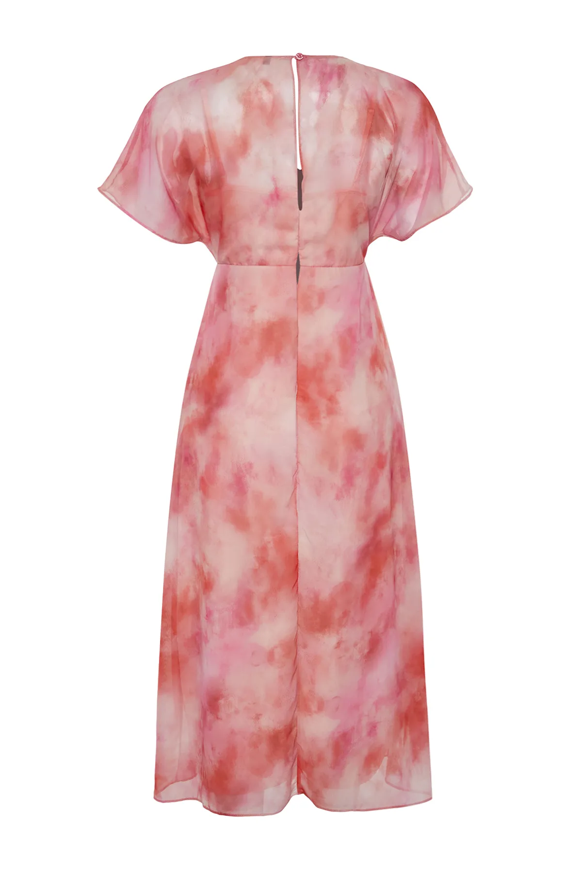 Trendyol Collection  Rosa A-Linien-Maxikleid aus gewebtem Chiffon mit abstraktem Muster TWOSS24EL00812