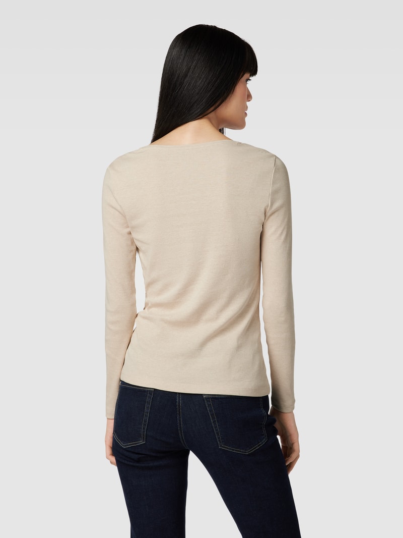 Longsleeve mit V-Ausschnitt in ecru meliert