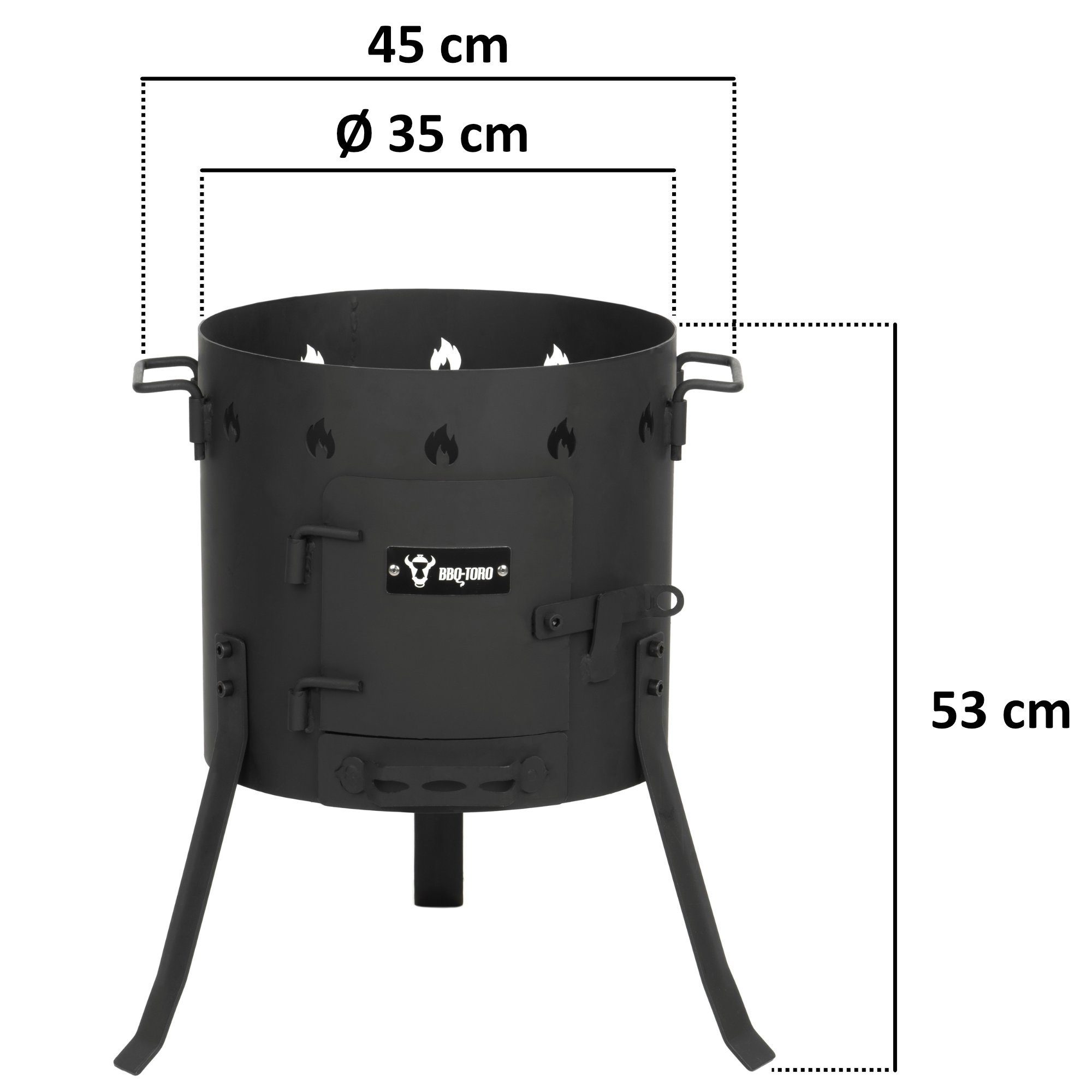 BBQ-Toro Feuerstelle Kazan Ofen Ø 35 cm, Gulaschkessel, Feuerkessel, Outdoor Ofen, Utschak, (1-St), Seitliche Griffe zum Transport